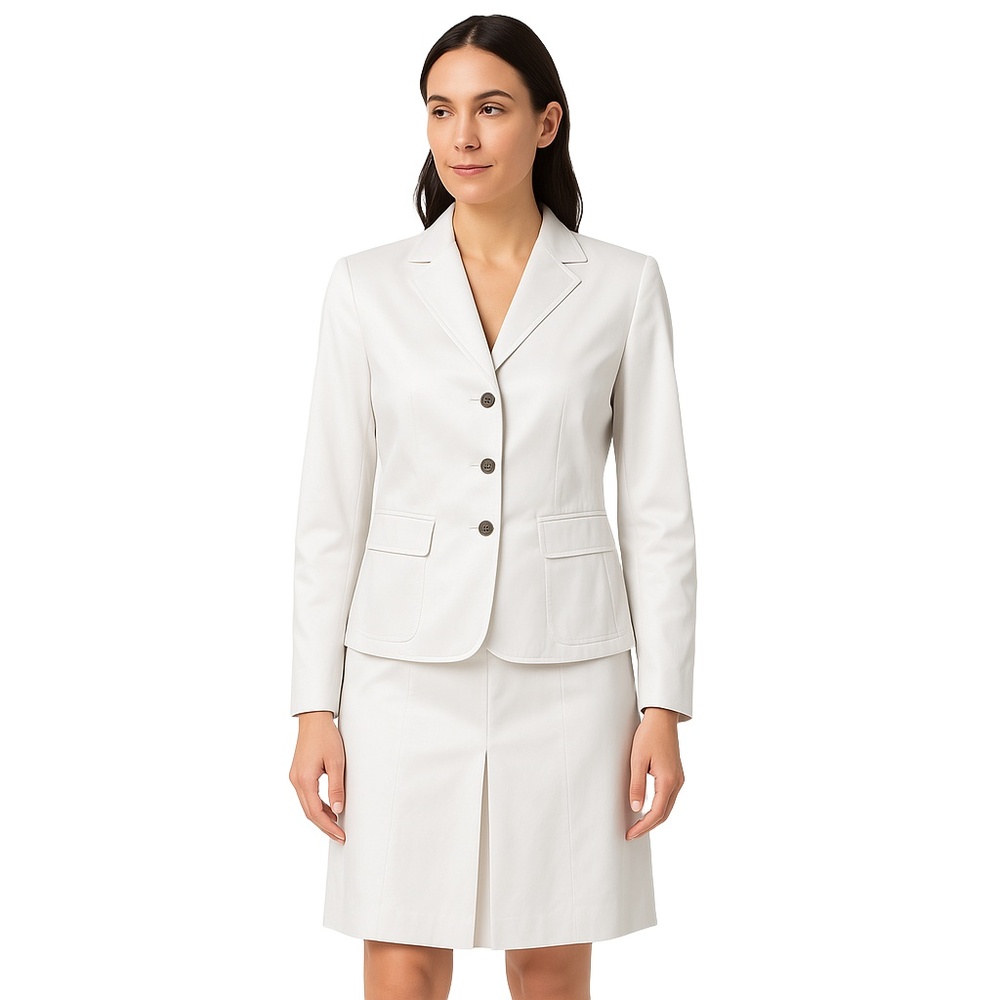 Calvin Klein Taupe 3 Button Skirt Blazer Suit Set Womens 6